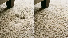 カーペットのへこみは魔法のように消える：床材を修復する安価な方法